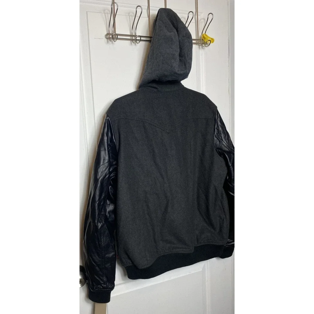Levi's Charcoal/Black Wool Blend Jacket with Faux Leather Sleeves Mens Size L